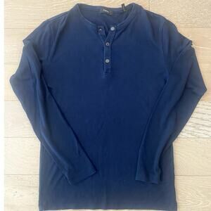 Theory Long Sleeve Navy Henley Mens Small